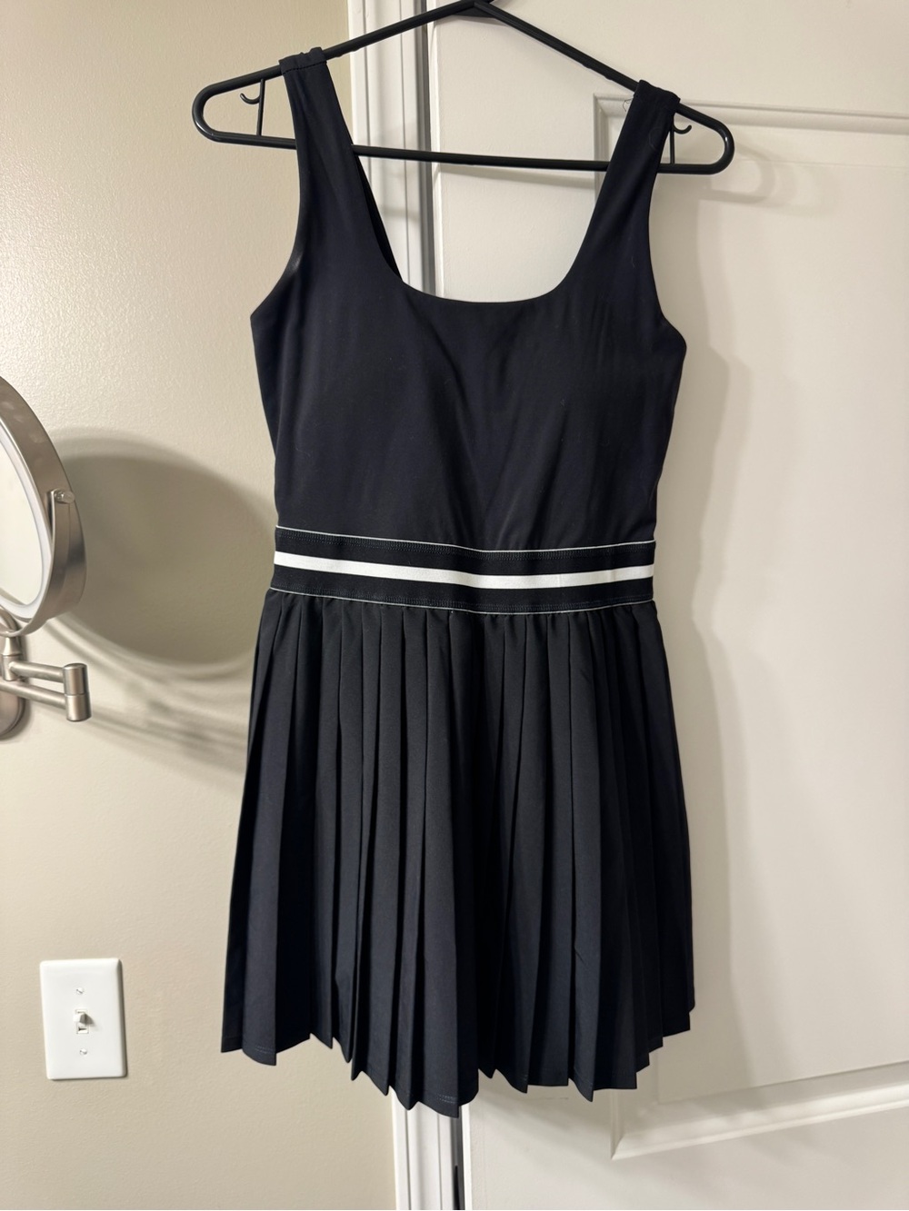 All In Motion Tennis Skater Dress Black and White Accordion Skirt Built in Short